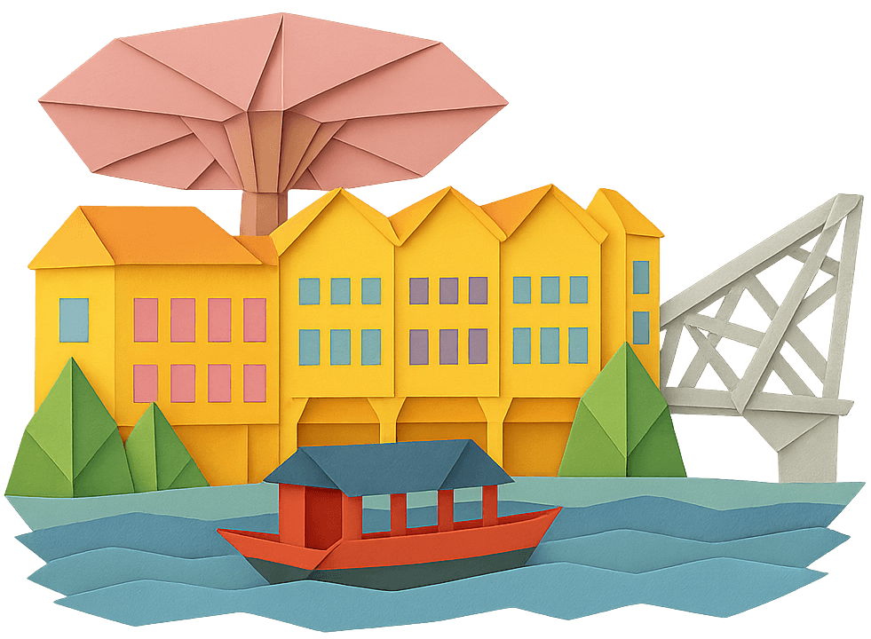 Clarke Quay Paper Craft Illustration